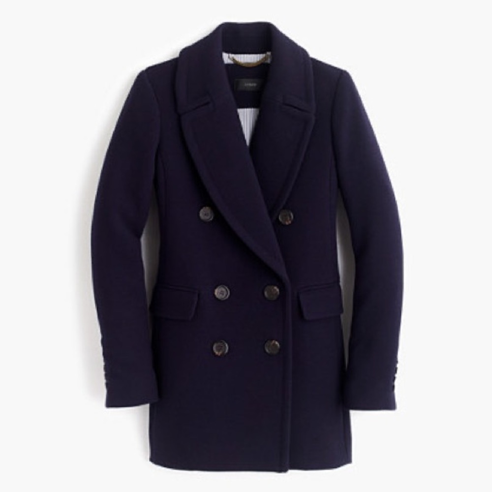 J. Crew double cloth double breasted navy peacoat